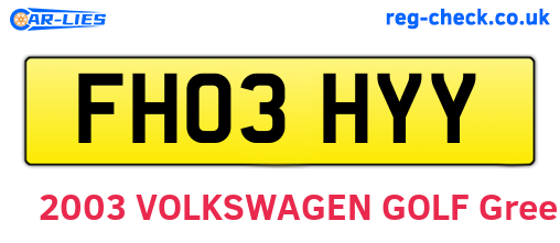 FH03HYY are the vehicle registration plates.