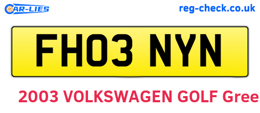 FH03NYN are the vehicle registration plates.