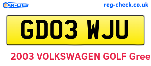 GD03WJU are the vehicle registration plates.