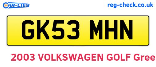 GK53MHN are the vehicle registration plates.