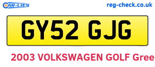 GY52GJG are the vehicle registration plates.