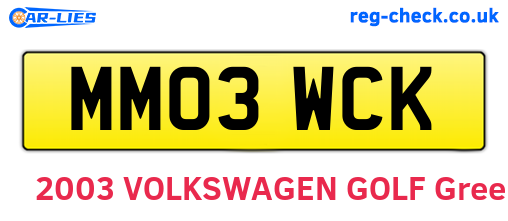 MM03WCK are the vehicle registration plates.