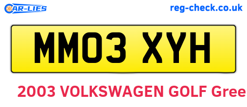 MM03XYH are the vehicle registration plates.