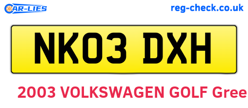 NK03DXH are the vehicle registration plates.