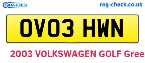OV03HWN are the vehicle registration plates.