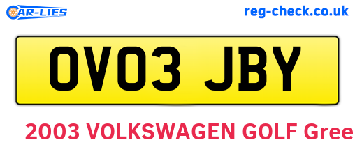OV03JBY are the vehicle registration plates.
