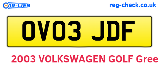 OV03JDF are the vehicle registration plates.