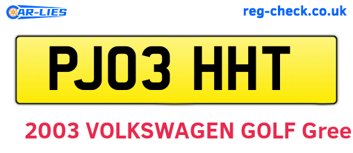 PJ03HHT are the vehicle registration plates.