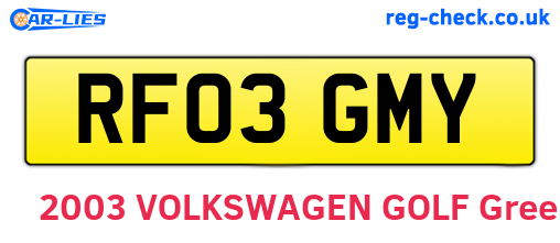 RF03GMY are the vehicle registration plates.