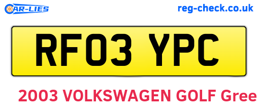 RF03YPC are the vehicle registration plates.