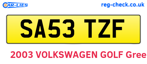 SA53TZF are the vehicle registration plates.