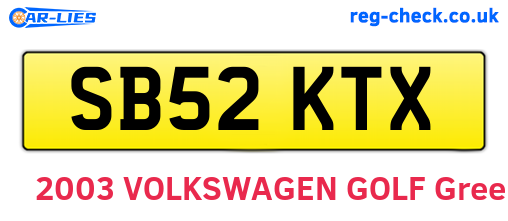 SB52KTX are the vehicle registration plates.
