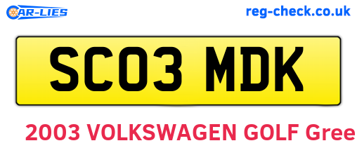 SC03MDK are the vehicle registration plates.
