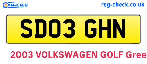 SD03GHN are the vehicle registration plates.