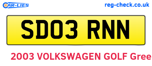 SD03RNN are the vehicle registration plates.