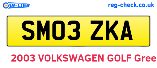 SM03ZKA are the vehicle registration plates.