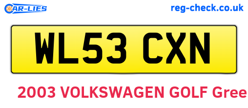WL53CXN are the vehicle registration plates.