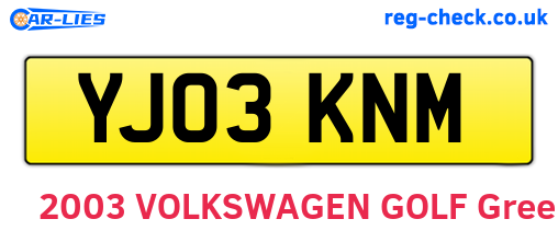 YJ03KNM are the vehicle registration plates.