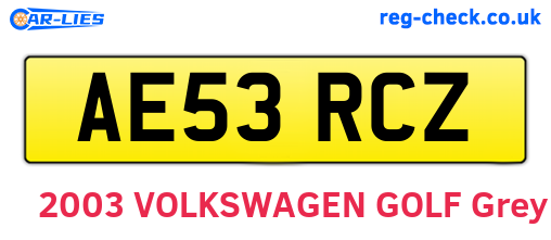 AE53RCZ are the vehicle registration plates.