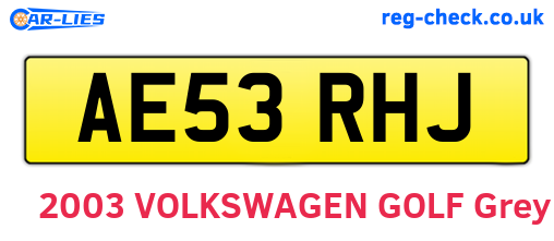 AE53RHJ are the vehicle registration plates.