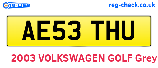 AE53THU are the vehicle registration plates.