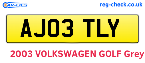 AJ03TLY are the vehicle registration plates.