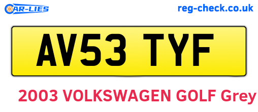 AV53TYF are the vehicle registration plates.