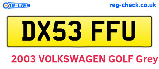 DX53FFU are the vehicle registration plates.
