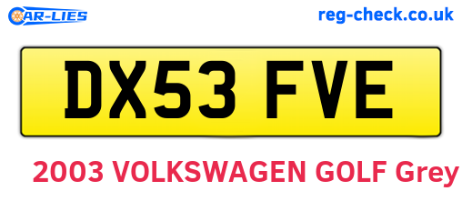 DX53FVE are the vehicle registration plates.