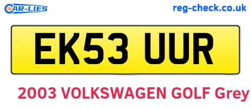 EK53UUR are the vehicle registration plates.