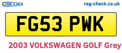 FG53PWK are the vehicle registration plates.