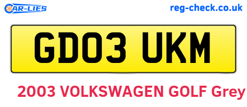 GD03UKM are the vehicle registration plates.