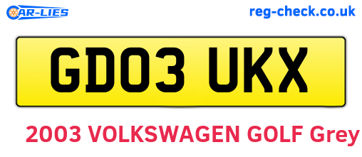 GD03UKX are the vehicle registration plates.