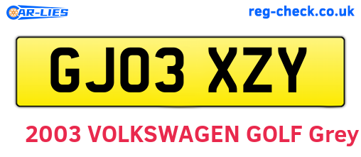 GJ03XZY are the vehicle registration plates.