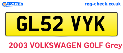 GL52VYK are the vehicle registration plates.