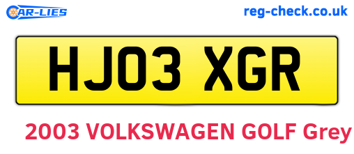 HJ03XGR are the vehicle registration plates.