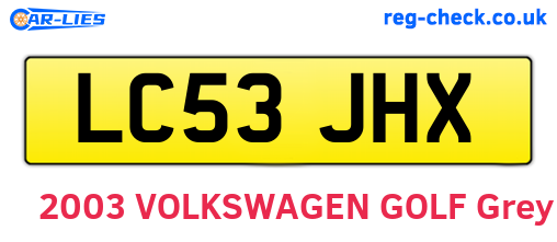 LC53JHX are the vehicle registration plates.