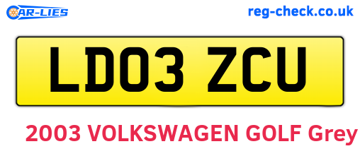 LD03ZCU are the vehicle registration plates.
