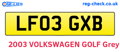 LF03GXB are the vehicle registration plates.