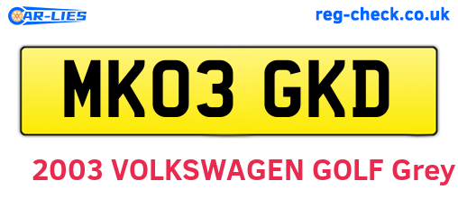 MK03GKD are the vehicle registration plates.