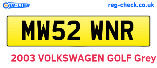 MW52WNR are the vehicle registration plates.