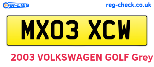 MX03XCW are the vehicle registration plates.