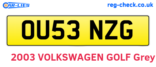 OU53NZG are the vehicle registration plates.