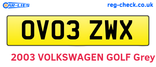 OV03ZWX are the vehicle registration plates.