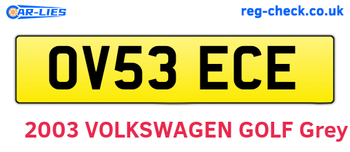 OV53ECE are the vehicle registration plates.