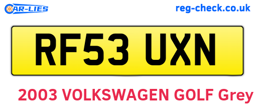 RF53UXN are the vehicle registration plates.