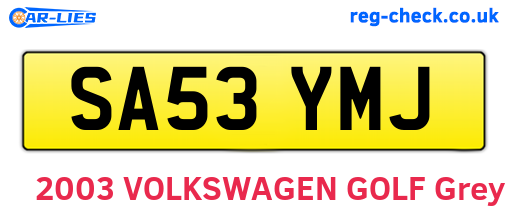SA53YMJ are the vehicle registration plates.