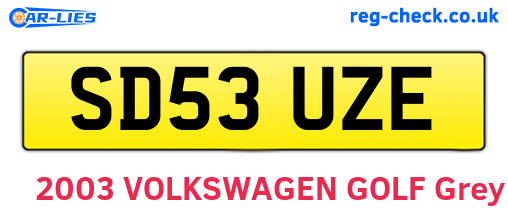 SD53UZE are the vehicle registration plates.
