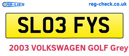 SL03FYS are the vehicle registration plates.