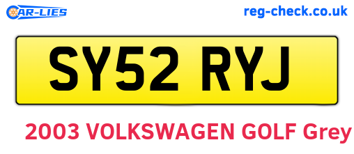 SY52RYJ are the vehicle registration plates.